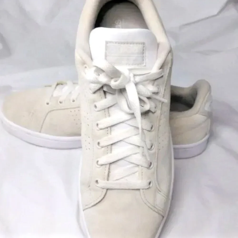Adidas Beige Suede Sneakers Mens 11.5 Shoes Cloudfoam Advantage DA9672
